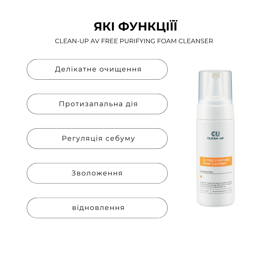 Очищуючий мус для проблемної шкіри Clean-Up AV Free Purifying Foam Cleanser 150мл - Зображення 2
